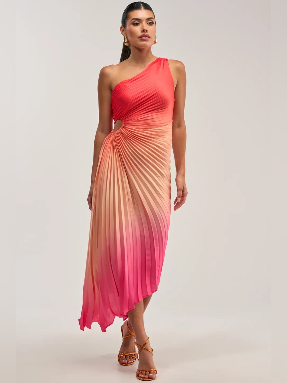 Akira One Shoulder Ombré Cut Out Summer sunset dress S